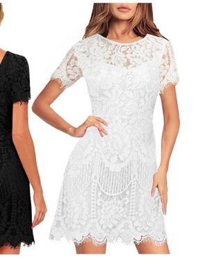 Delicate Cream Lace Mini Dress with Flutter Sleeves